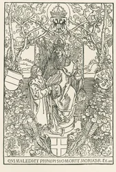 Celtes præsenterer sit værk for kejser Maximilian, trykt for Sodalitas Celtica, Nürnberg