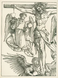 Kristus på korset med tre engle, ca. 1513-13 (træsnit)