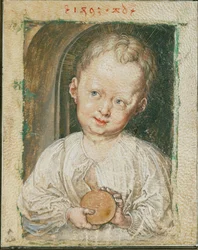 Kristusbarnet holder kuglen