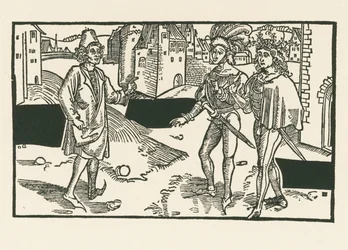Davus, Pamphilus og Charinus, ca. 1492-93 (træsnit)