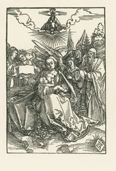 Den hellige familie med fem engle, ca. 1503-04 (træsnit)