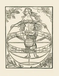Nøgen kvinde med stjernetegn, ca. 1502-03 (træsnit)
