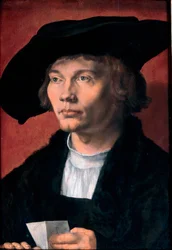 Portræt af Bernhard von Reesen, kunstsamler ne en 1490 - Portræt af Bernhard von Reesen - Maleri af Albrecht Durer (1471-1528) Olie på træ 1521 (45,5x31,5 cm) - Statens kunstgalleri, Dresden
