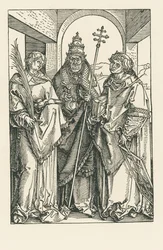 Sankt Stefan, Sankt Sixtus og Sankt Laurentius, ca. 1504-05 (træsnit)