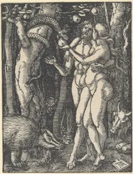 Menneskets fald, fra "Den lille lidenskab", ca. 1510 (træsnit)
