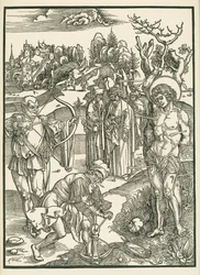 Sankt Sebastians martyrium, ca. 1500 (træsnit)