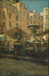 The Fountain of Spells i Basso Porto-distriktet i Napoli (olie på lærred)