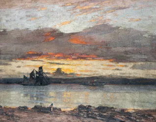 Solnedgang på Tay [Udsigt mod Dundee]