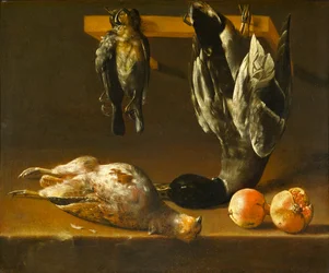Stilleben med høns og granatæbler, ca. 1620-1640