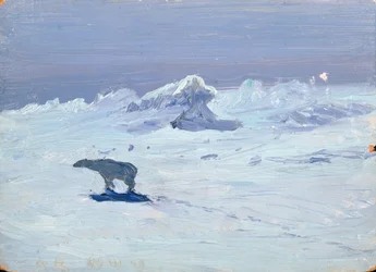 En isbjørn på jagt i måneskin nat, 1899