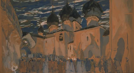 Scenedesign til operaen Pskov Jomfruen af N. Rimsky-Korsakov, 1901