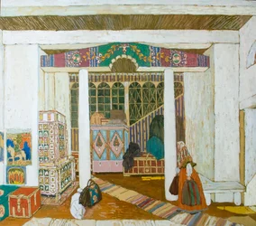 Scenedesign til skuespillet Stormen, af Alexander Ostrovsky, 1916.