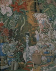 Stilleben. Blomster og porcelæn, 1912