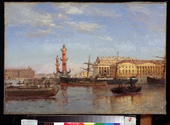 Udsigt over Sankt Petersborg fra Neva. (Udsigt over Sankt Petersborg fra Neva). Maleri af Alexander Karlovich Beggrov (1841-1914). Olie på lærred, 46 x 65 cm