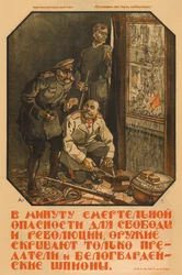 Kun forrædere og White Guard-spioner vil skjule våbnet - Apsit, Alexander Petrovich (1880-1944) - 1919 - Farvelitografi - Det russiske statsbibliotek, Moskva