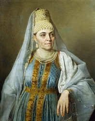 Portræt af Marfa Venetsianova i kostume af Alexey Venetsianov (1780-1847), ca 1828