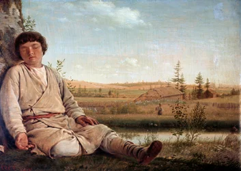 Sovende hyrde af Aleksey Venetsianov (1780-1847)
