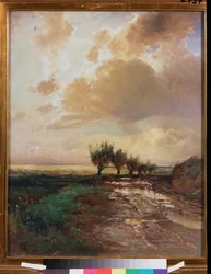 Landevej - Maleri af Alexei Kondratyevich Savrasov (1830-1897), olie på lærred