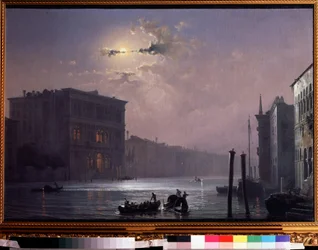 Canal Grande i Venedig (Italien (The Grand Canal in Venice). Maleri af Alexei Petrovich Bogolyubov (Bogoliubov eller Bogoliubov) (1824-1896). Olie på lærred, efter 1854, 63,8 x 90,5 cm, russisk kunst. State V. Tropinin Museum, Moskva.