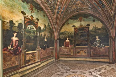Small Room of the Noble Ladies (olie på lærred limet til væggene)