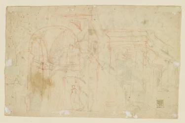Studier af engle og amoriner (Recto); Arkitektstudier (verso)