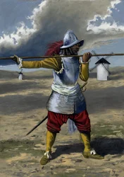 En tercio, piquier af det spanske infanteri mellem 1534 og 1704. Tegning af Alessandro Lonati