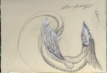 Fantastisk væsen: Sea Dragon. Skitse af Alessandro Lonati