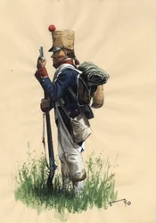 First Empire (1804-1814 og 1815): Fransk infanteristsoldat fra den store napoleonske hær i landdragt