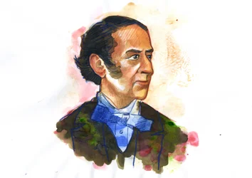 Portræt af Claude-Henri de Rouvroy, Comte de Saint-Simon (1760-1825) filosof og økonom - Illustration af Alessandro Lonati