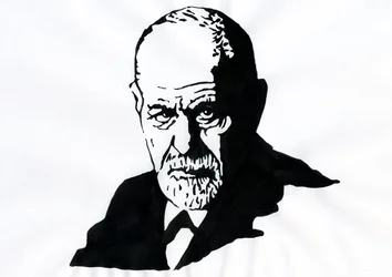 Portræt af Sigmund Freud (1856-1939), østrigsk psykiater (Portræt af Sigmund Freud østrigsk neurolog og psykoanalysens fader) - Illustration af Alessandro Lonati