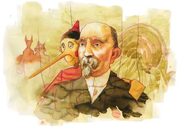 Portræt af den italienske forfatter Carlo Collodi (1826-1890), skaberen af figuren Pinocchio