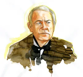 Portræt af fysikeren Thomas Edison (1847-1931) Tegning
