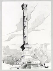 Ruiner af romertiden i Rom, Forum (foro romano) Tegning af Alessandro Lonati.