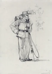 Andet imperium (1852-1870): Italiensk forening (Risorgimento), frivillig fra den garibaldianske hær kendt som "rød skjorte"-kæmper for Giuseppe Garibaldis (1807-1882) sag i Italien
