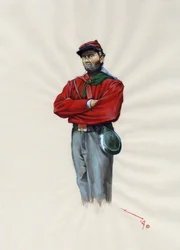 Andet imperium (1852-1870): Italiensk forening (Risorgimento), frivillig officer for den garibaldianske hær kendt som "rød skjorte"-kæmper for Giuseppe Garibaldis (1807-1882) sag i Italien