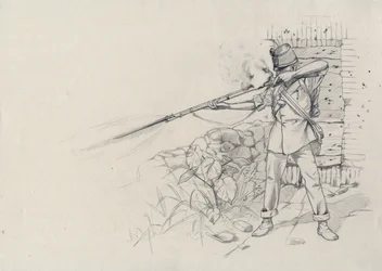 Andet imperium (1852-1870): infanteristskydning, soldat fra den østrigske hær, østrig-ungarsk (østrig-ungarsk)