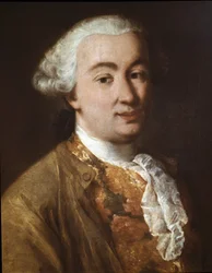 Portræt af Carlo Goldoni, italiensk teaterforfatter, detalje (olie på lærred