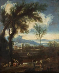 Landskab med figurer, ca. 1710-40 (olie på lærred)