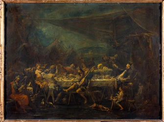Måltid af Bohemians maleri af Alessandro Magnasco (1667-1749) 1700-tallet søn. 0,86x1,18 m