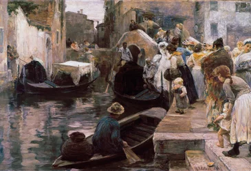 »Bryllup i Venedig«. Det unge brudepar går om bord i en gondol. 1897, Rom, Galleria Nazionale d