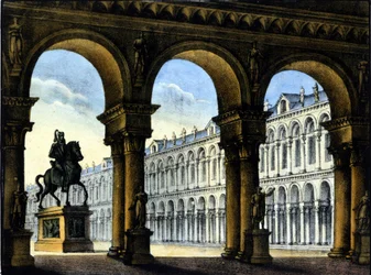 Scenografi af Sanquirico til operaen af ​​Gaetano Donizetti: "" Ugo, greve af Paris "" ". 1832.