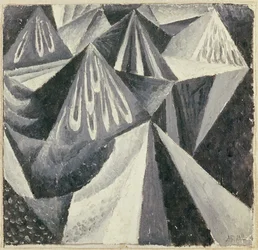 Cubo-futuristisk komposition i gråt og hvidt, 1916