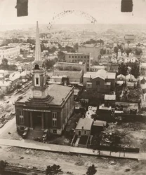 Udsigt mod syd fra kuppelen på retsbygningen i Chicago, 1858