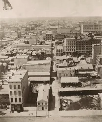 Udsigt mod vest fra kuppelen på retsbygningen i Chicago, 1858