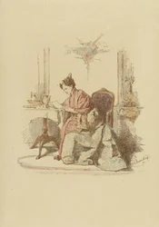 Kvinde læser et brev ved et bord