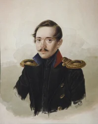 Portræt af digteren Mikhail Lermontov 1814-1841, 1839