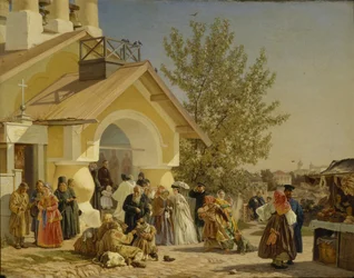 Kommer ud af en kirke i Pskov, 1864