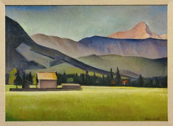 Daniel-toppen i Zugspitz-bjergene, Bayern (maleri på karton)
