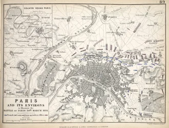 Kort over Paris og dets omgivelser, udgivet af William Blackwood and Sons, Edinburgh & London