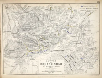 Kort over slaget ved Hohenlinden, udgivet af William Blackwood and Sons, Edinburgh og London, 1848